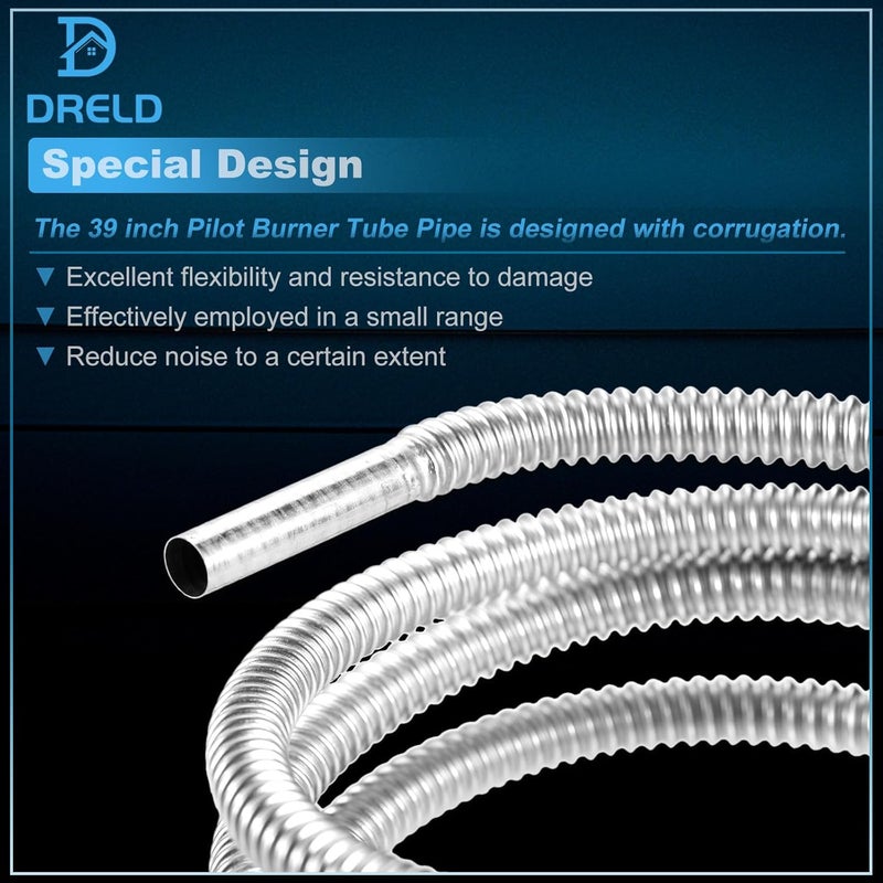 DRELD 36 inch 1/4'' Pilot Tube Fitting Kit with Olive Fittings M10x1 Female and Male Nuts, 1/4 Inch OD Stainless Steel Flexible Flex Pilot Burner Tube Pipe Fit for Natural Gas Propane Appliances - Image 5